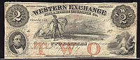 Omaha City, Nebraska 1857 $2, Western Exchange Insurance Co., F